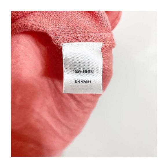 J Jill Linen V-Neck Popover Long Sleeve Tunic Shirt Top In Pink Size M - Picture 5 of 6